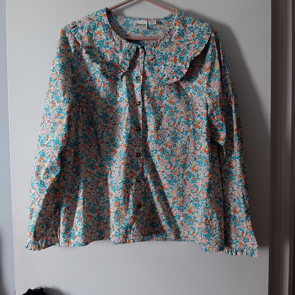 JOANIE Multicolor Floral Cotton Chelsea Collar Blouse XL New!